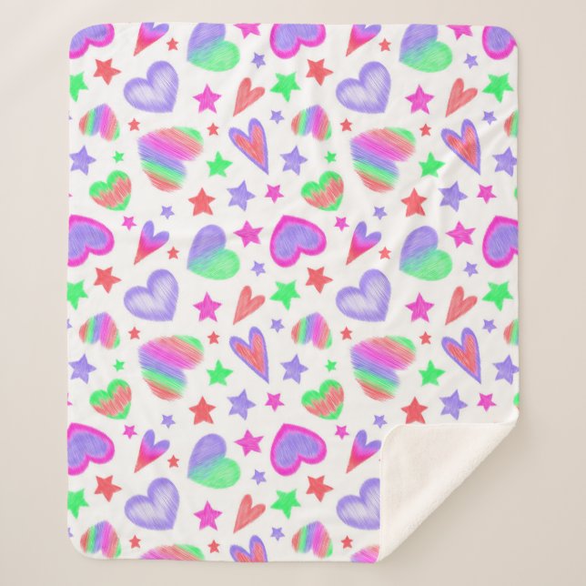 Couverture Sherpa Coeur d'amour coloré Romantique Fille Motif modern (Devant)