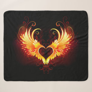 Couverture Sherpa Coeur de feu ange avec ailes