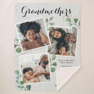 Couverture Sherpa Coeur de poème d'or pour grand-mère de petits-en