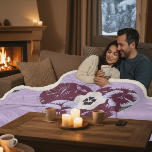 Couverture Sherpa Cœur de Violettes (Créateur téléchargé)