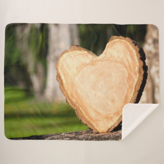 Couverture Sherpa coeur en bois