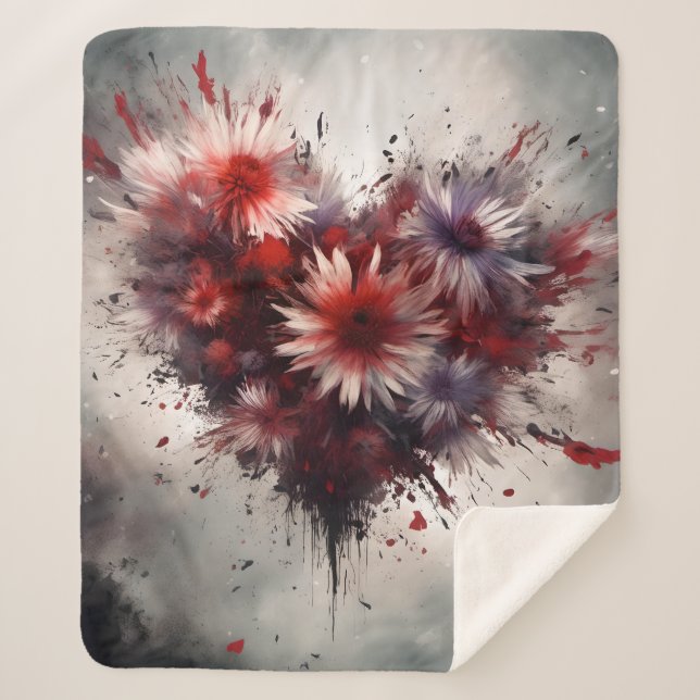 Couverture Sherpa Coeur fleuri (Devant)