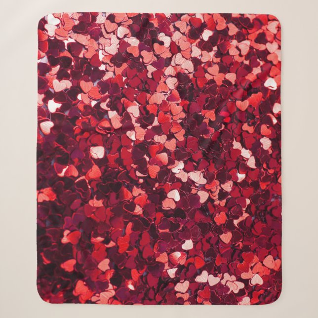 Couverture Sherpa Coeur Parties scintillant rouge : Texture minimali (Devant)