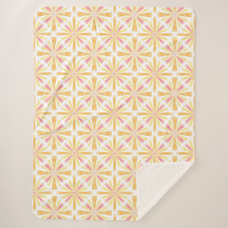 Couverture Sherpa Coeur radial Sunburst Motif rose Jaune
