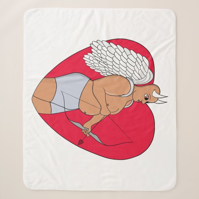 Couverture Sherpa Coeur romantique avec un Cupide inhabituel (Devant)