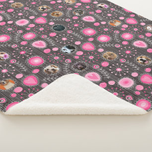 Couverture Sherpa Coeur rose mignon et Flower Chien Maman Photo Coll