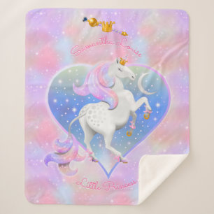 Couverture Sherpa Coeur Unicorne Personnalisé Pretty Rose
