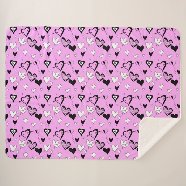Couverture Sherpa Coeurs (Devant (Horizontal))