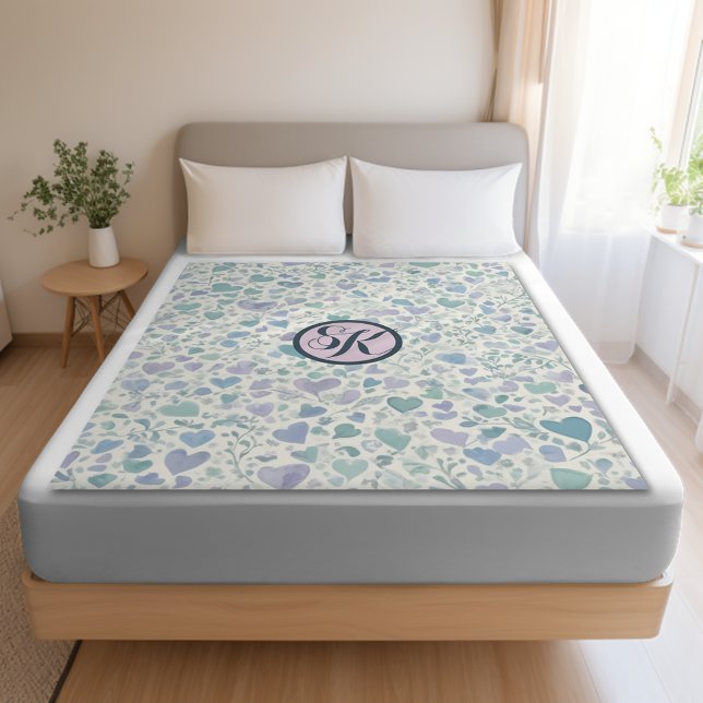 Couverture Sherpa Coeurs d'amour bleu violet vert (Créateur téléchargé)