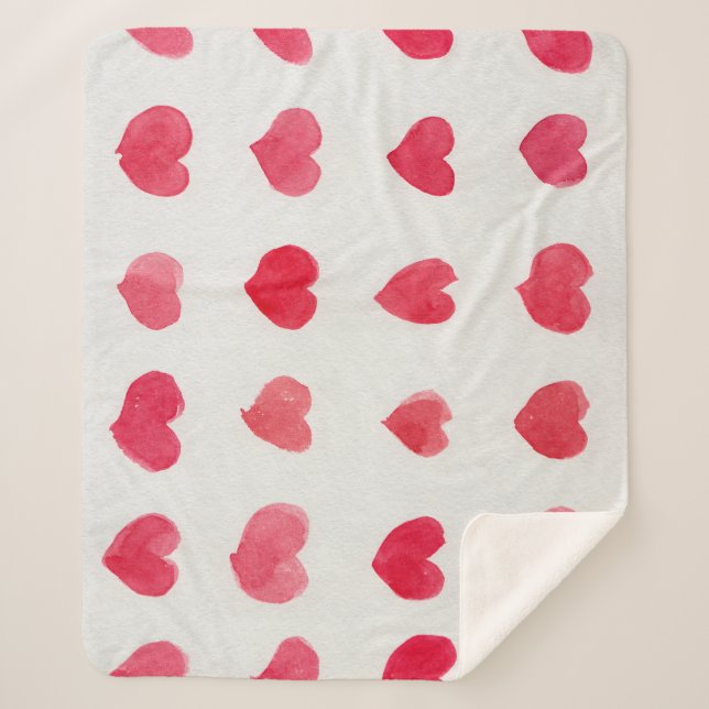 Couverture Sherpa Coeurs d'aquarelle incomparable : design motif rom (Devant)
