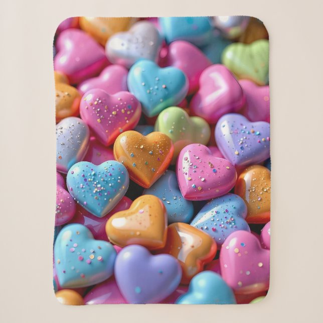 Couverture Sherpa Cœurs de bonbons colorés d'amour (Devant)