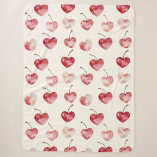 Couverture Sherpa Cœurs de cerise rouge pour la Saint-Valentin