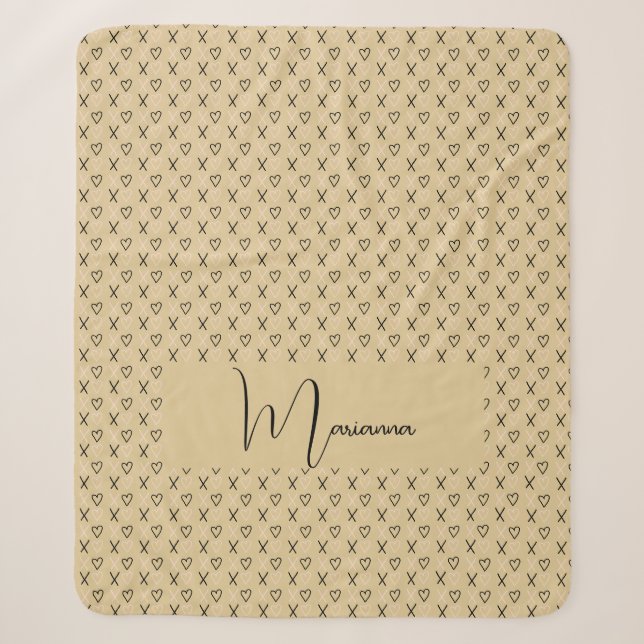 Couverture Sherpa Cœurs de la Saint-Valentin Xo Monogrammés (Devant)