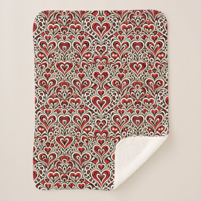 Couverture Sherpa Cœurs doux rouges  (Devant)