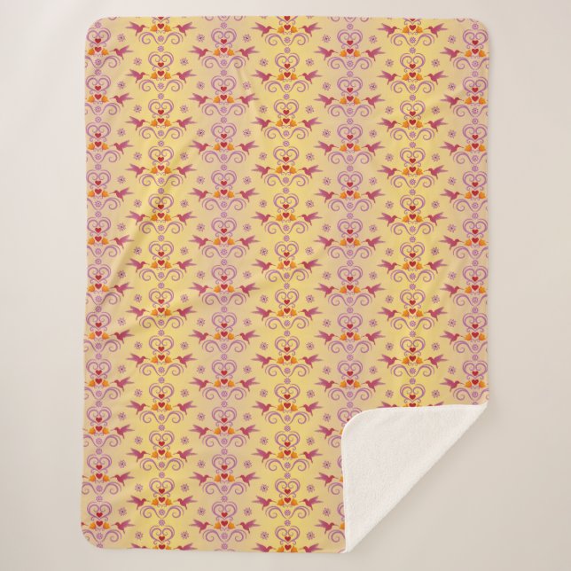 Couverture Sherpa Coeurs Et Coeurs De Colibris (Devant)