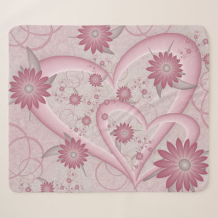Couverture Sherpa Cœurs et fleurs abstraits roses Amour Art fractal