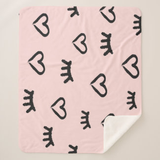 Couverture Sherpa Coeurs et yeux : Grunge Sketch Vintage