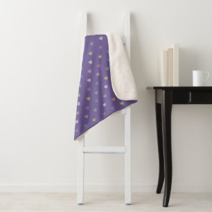 Couverture Sherpa Coeurs minuscules polka sur violet violet Ultra vi