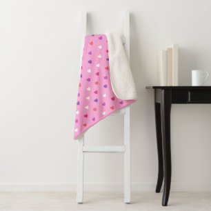 Couverture Sherpa Coeurs polka rose