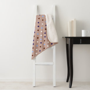 Couverture Sherpa Coeurs Polka sur brun pâle