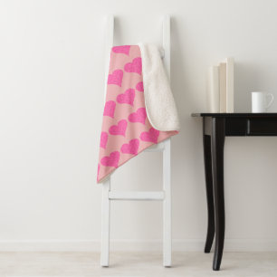 Couverture Sherpa Coeurs Pots Roses