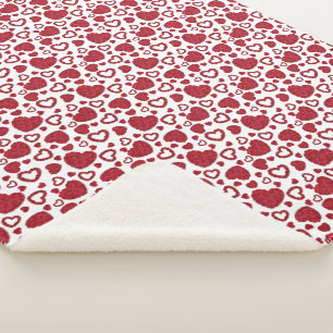 Couverture Sherpa Cœurs Roses Rouges Motif Minimaliste Saint-Valenti