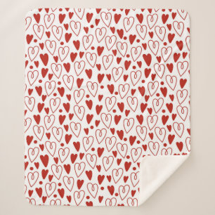 Couverture Sherpa Coeurs rouges