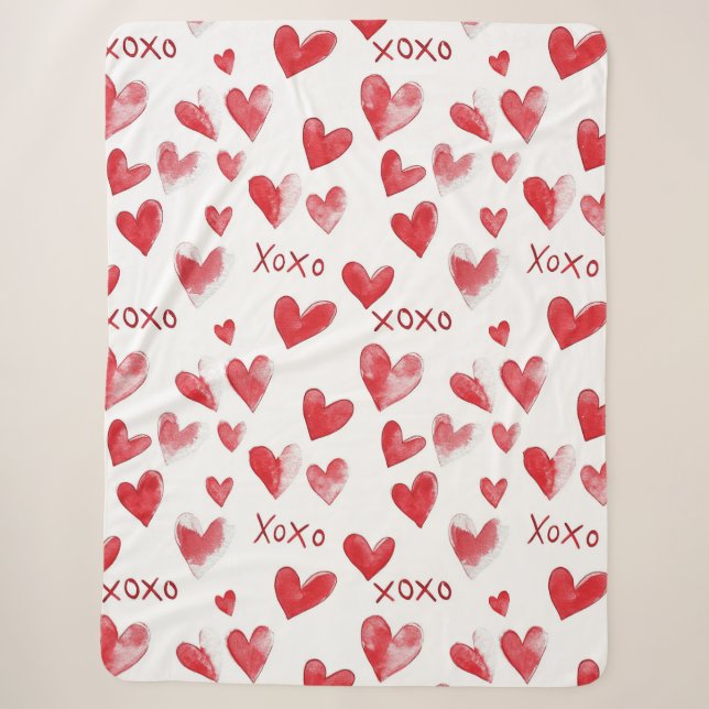 Couverture Sherpa Coeurs rouges XOXO Love (Devant)