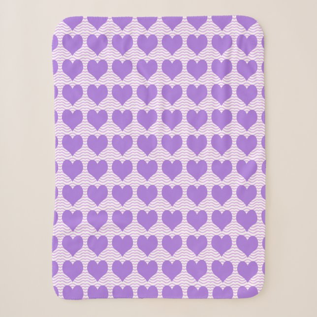 Couverture Sherpa Cœurs violets (Devant)