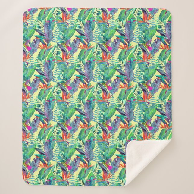 Couverture Sherpa Colibris d'aquarelle dans la jungle (Devant)