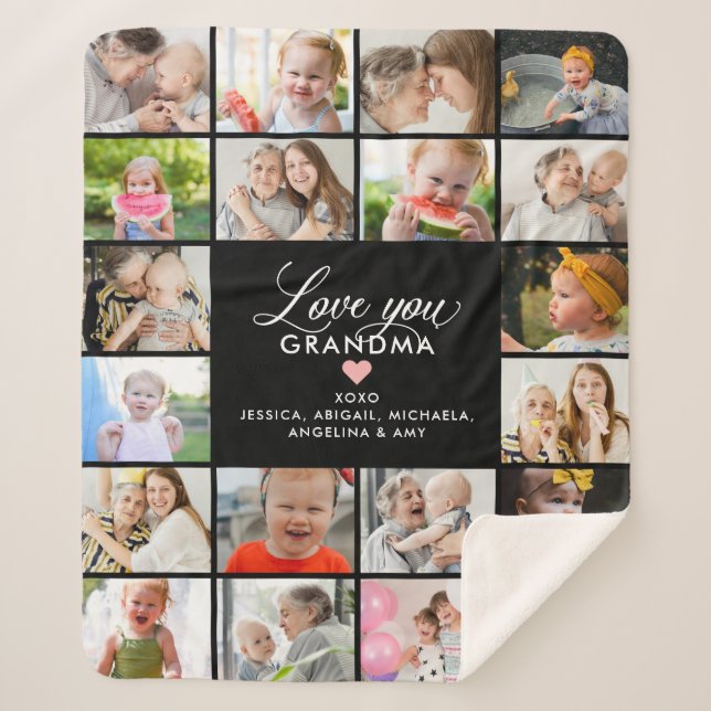 Couverture Sherpa Collage 20-Photo Love You Grandma/Nana/Granny (Devant)