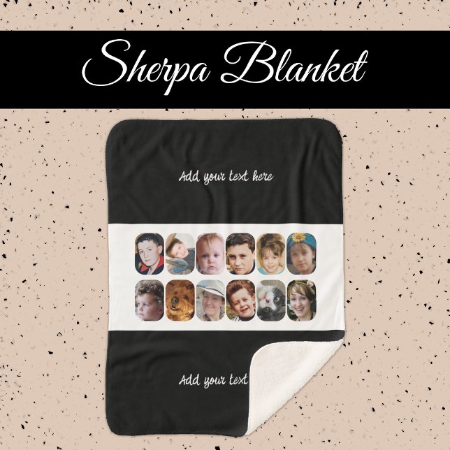 Couverture Sherpa Collage de 12 photos ajouter du texte noir blanc (Créateur téléchargé)