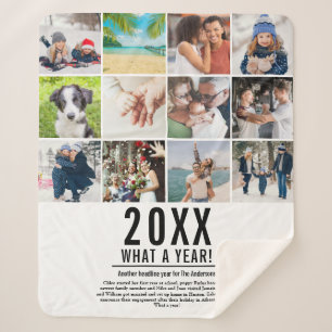 Couverture Sherpa Collage de 12 photos de famille moderne pour le bi