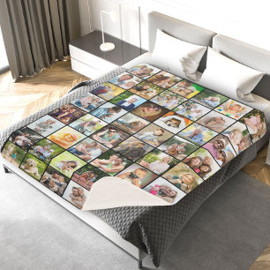 Couverture Sherpa Collage de grille de photos multiphotos 48 noir