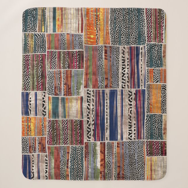 Couverture Sherpa Collage de patchwork : motif de courtepointe mixte (Devant)