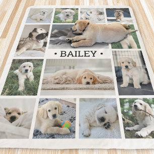 Couverture Sherpa Collage de photos de chien simple moderne noir et 
