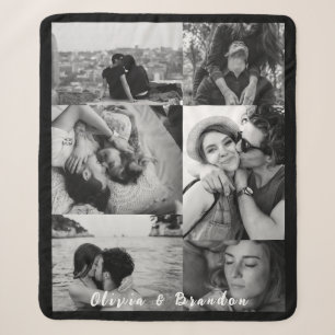 Couverture Sherpa Collage de photos de couple noir et blanc personna