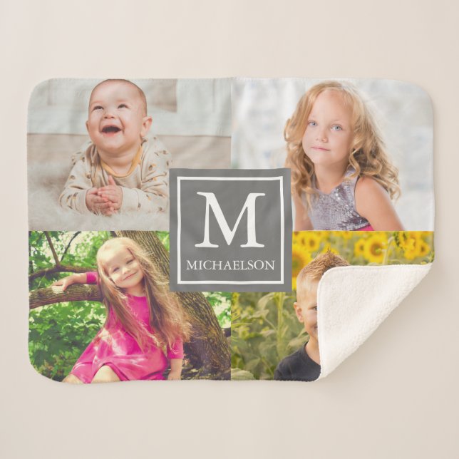 Couverture Sherpa Collage de photos de famille (Devant (Horizontal))