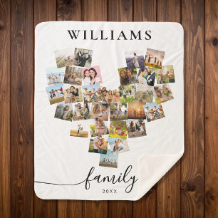 Couverture Sherpa Collage de photos de famille personnalisées en for