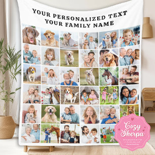 Couverture Sherpa Collage de photos de famille tendance moderne pers