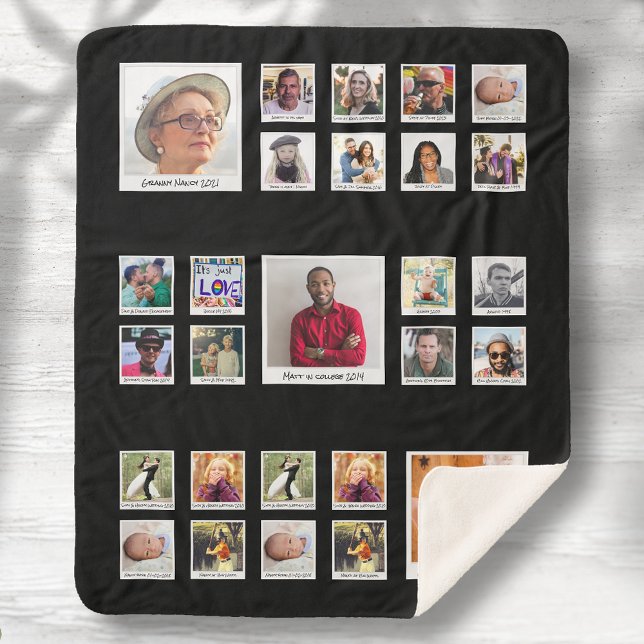 Couverture Sherpa Collage de photos familiales (Créateur téléchargé)