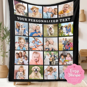 Couverture Sherpa Collage de photos personnalisé Simple Famille 20 P