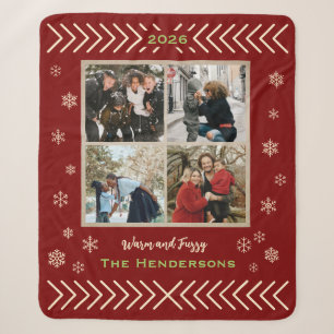Couverture Sherpa Collage de photos rustique et chaleureux personnal