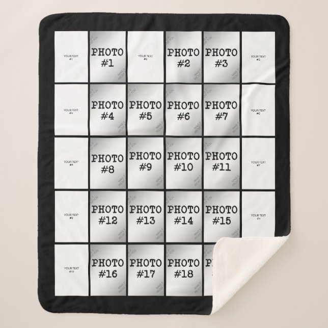 Couverture Sherpa Collage de texte et de photos rectangle (Devant)