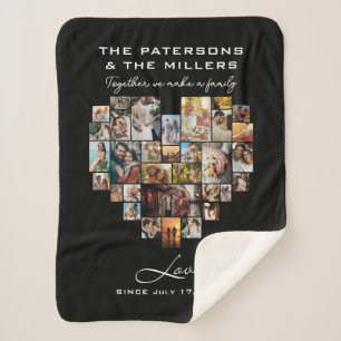 Couverture Sherpa Collage du coeur Photos Anniversaire de la famille