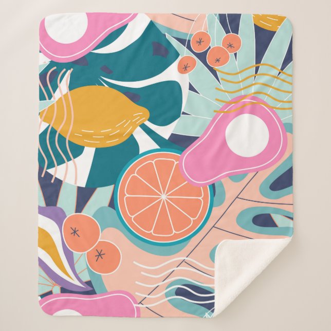 Couverture Sherpa Collage moderne floral sans couture motif. Exposit (Devant)