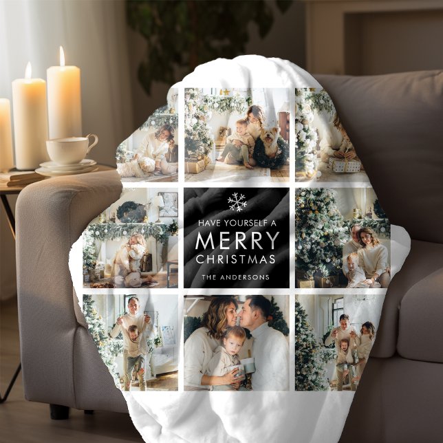 Couverture Sherpa Collage Moderne « Joyeux Noël » Multi Photo (Créateur téléchargé)