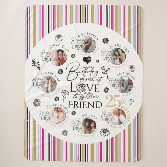 Couverture Sherpa Collage photo d'anniversaire du ven. (Devant)