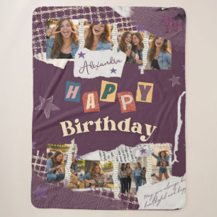 Couverture Sherpa Collage photo d'anniversaire personnalisé en album