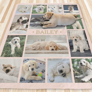 Couverture Sherpa Collage photo de chien Simple moderne Blush rose &